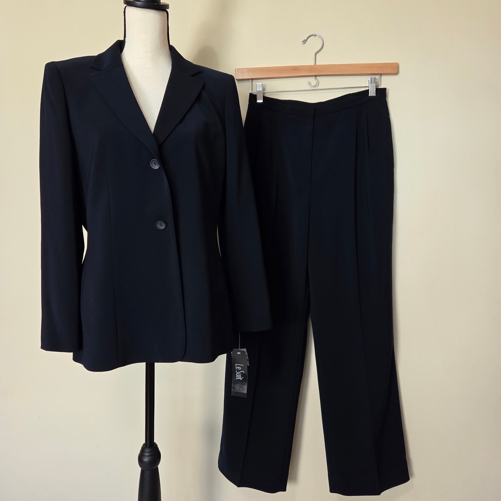 Nwt Lesuit 2 Pc 10 Pleated Pants 2 Button Single Breasted Jacket Lined Dark Navy